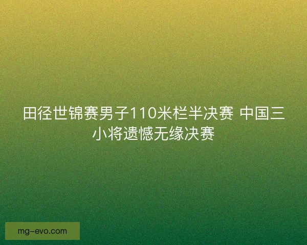 田径世锦赛男子110米栏半决赛 中国三小将遗憾无缘决赛