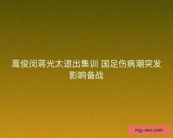 蒿俊闵蒋光太退出集训 国足伤病潮突发影响备战