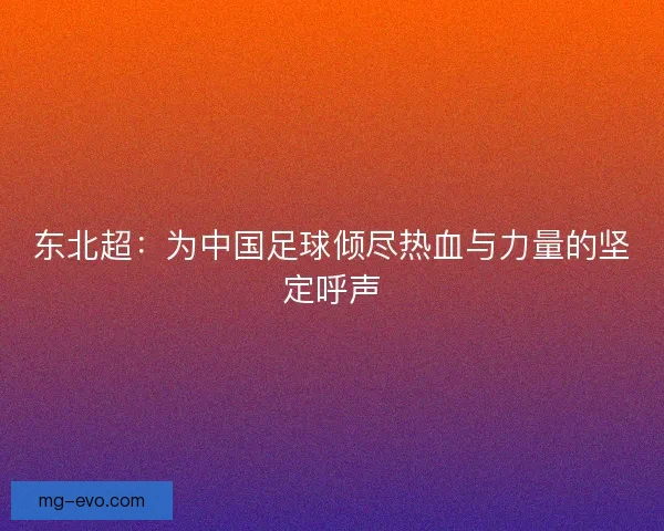 东北超:为中国足球倾尽热血与力量的坚定呼声 东北超:为中国足球倾尽热血与力量的坚定呼声
